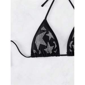 Haut de bikini triangle personnalisé pour femme avec dos noué et imprimé étoiles, en Spandex et Polyester extensible, pour maillot de bain - Product Image 4