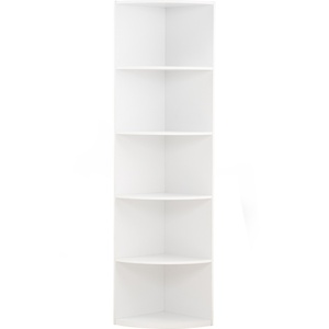 Space-Saving White MANDO <b>Corner</b> Shelf <b>Unit</b> Made in Malaysia Tall Vertical Display Rack for Small Living Room and Bedroom <b>Corner</b> - Product Image 1