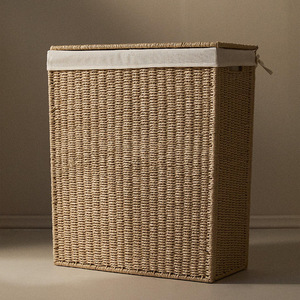 Collapsible Woven Laundry <b>Basket</b> Rectangle Foldable Clothing Organizer <b>Large</b> Size With Inner Dividers - Product Image 2
