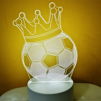 Lampe de table LED 3D à commande tactile, série Star du football, blanc chaud, intensité réglable, design moderne pour chambre à coucher