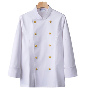 <span class=keywords><strong>Veste</strong></span> <span class=keywords><strong>de</strong></span> chef exécutif unisexe en polyester 100% à manches longues, imperméable, élastique, à chevrons, en spandex, pour hôtel étoilé - Product Image 1