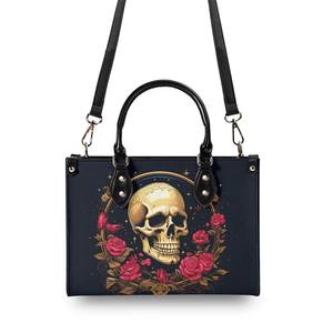 Dark Gothic Skull Pattern PU Leather Handbag for Women Dropship POD Luxury Lady <b>Tote</b> <b>Bag</b> - Product Image 1