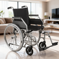 Fauteuil roulant manuel pliant en aluminium léger avec accoudoir rabattable pour personnes âgées
