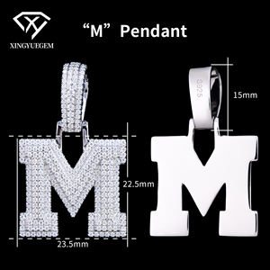 D VVS Moissanite ile 925 gü<span class=keywords><strong>m</strong></span>üş mektup <span class=keywords><strong>M</strong></span> kolye moda Hip Hop takı GRA sertifikası ile buzlu Out Charm kolye & Charms - Product Image 6