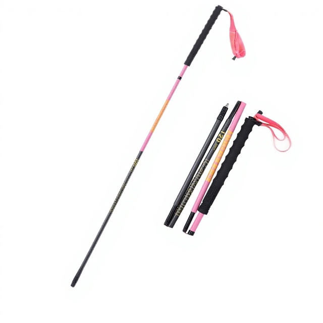 T800 Carbon Fiber Trekking Pole Folding Lightweight 34-120cm Adjustable Length Professional Hiking Running Walking Stick for