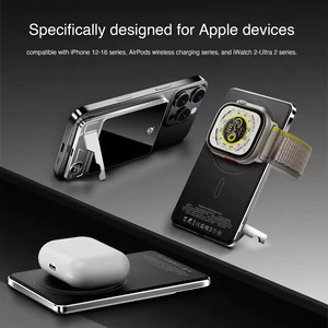 แท่นชาร์จแม่เหล็กบางเฉียบ พาวเวอร์<span class=keywords><strong>แบ</strong></span>งค์ไร้สาย ชาร์จเร็ว <span class=keywords><strong>แบ</strong></span><span class=keywords><strong>ต</strong></span>เตอรี่พกพาสำหรับ Apple Watch iPhone AirPods พร้อมขาตั้ง - Product Image 2