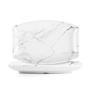 High End Classic Marble Design 7.8" X 5.1" X 1" Inch Custom Print Melamine Plates Biodegradable For Outdoor And Indoor