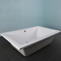 Baignoire/Bain à remous encastrable moderne en acrylique blanc écologique de 72x42 pouces avec fonction de trempage pour hôtels ou salles de bain