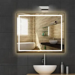 Espejo de tocador de baño iluminado con luz Led, espejo inteligente retroiluminado para maquillaje, montado en la pared, fabricante de China