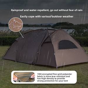 Carpa Túnel de Camuflaje de Doble Capa para las Cuatro Estaciones <span class=keywords><strong>GOFUN</strong></span> Sandstorm, Dos Habitaciones, Área de Estar, Cortina Divisoria, Toldo Túnel Integrado - Product Image 4