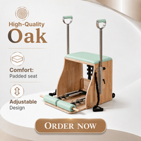 Chaise de Pilates Wunda Professionnelle Vinique Fitness en Bois de Chêne et Acier Inoxydable, Poignées Durables, Écologique, Usage Commercial