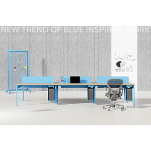 Escritorios y Estaciones de Trabajo Modernos, Modulares, Personalizados, Duraderos, de Madera, para Área Abierta, con Divisiones para Computadoras Portátiles - Product Image 1