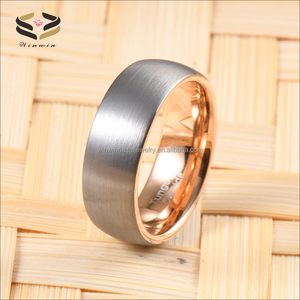 Anelli di Fidanzamento Classici a Cupola 8mm in Tungsteno Spazzolato Argento e Oro Rosa per Uomo e Donna, Fedi Nuziali Comfort Fit Invisibili - Product Image 4
