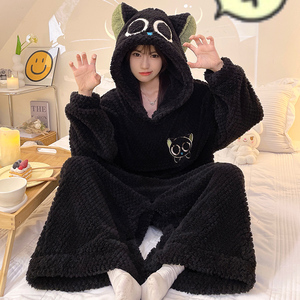 <span class=keywords><strong>Pigiama</strong></span> intero da donna con simpatico cane in miniatura, in pile corallo, invernale, indossabile anche come capospalla, abbigliamento da casa per ragazze - Product Image 3