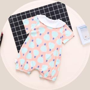 Ropa para Bebés Recién Nacidos al por Mayor, Mono para Niña con Botones en la Solapa y Tela Bordada con Piñas - Product Image 4