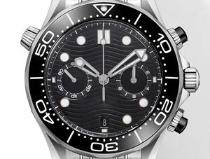 Montre de plongée étanche de haute qualité avec verre saphir de 44 mm, fonction chronométrage 300 mètres et lunette en caoutchouc céramique noire - Product Image 2