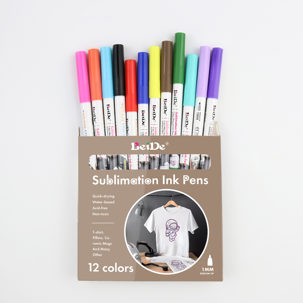 Warmteoverdrachtspennen Stof Marker Vervagende Sublimatie Inktpen Voor T-Shirts Kussenkleding Canvas, 12 Diverse Kleuren