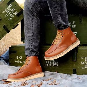 Botas de Hombre de Cuero Genuino para Otoño e Invierno, Botas de Trabajo de Cuero, Botas de Exterior de Caña Alta - Product Image 5
