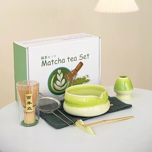 Ensemble de thé matcha en céramique avec fouet en bambou et filtre en acier inoxydable pour cérémonie du thé, design Wabi Sabi - Product Image 3