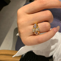 DEYIN Bague de fiançailles et de mariage en argent sterling 925 plaqué platine, tendance, double rangée de moissanite pour les fêtes, les anniversaires et les cadeaux