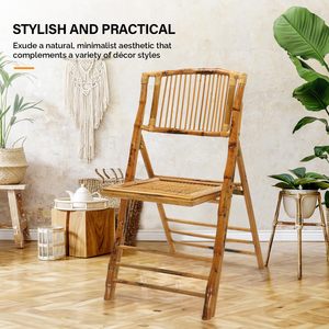 <b>Stackable</b> Foldable Durable Wedding Retail Rental Event Banquet Folding Bamboo <b>Chair</b> Wood - Product Image 3