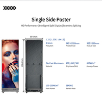 Afficheur LED intelligent portable P2.5, couleurs vives, léger, sur pied, pliable, anti-éblouissement, pour centre commercial