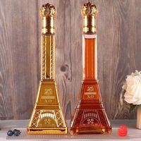 Bouteille de vin personnalisée en verre cristal en forme de tour de 500 ml, fabriquée en Chine, avec bouchon en liège