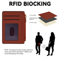 Portefeuille personnalisé JIANJI en cuir PU avec poche avant, fermeture éclair, blocage RFID, logo en relief - Design fin et élégant pour porte-cartes