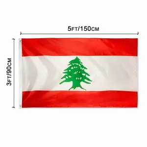 Индивидуальный ливанский флаг 3x5 футов, большой размер, уличные печатные ливанские государственные флаги из полиэстера с латунными люверсами 3X5 футов