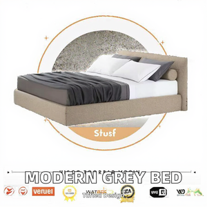 Miwo Möbel Modernes Einfaches Nordisches Gestepptes Komfortables Graues Leinen-Kiefernholz-Sperrholz-Panel Maßgefertigtes Kingsize-Bett für Jungen und Kinder - Product Image 2