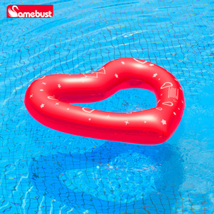 Samebust <b>Inflatable</b> Heart Swim Ring Red PVC Pool <b>Float</b> For Kids Age 8 To 13 Years - Product Image 1