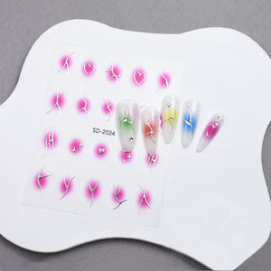 Farbverlauf Nagel dekoration 3D Silber Linien <span class=keywords><strong>Nail</strong></span> Art Decals Relief Star Herzförmige DIY Nagel aufkleber - Product Image 6