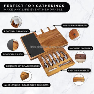 <span class=keywords><strong>Planche</strong></span> à charcuterie en bois coffret cadeau avec assiettes en ardoise et couverts <span class=keywords><strong>planche</strong></span> à fromage et organisateur de couverts douche nuptiale <span class=keywords><strong>planche</strong></span> à apéritif - Product Image 4
