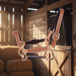 Bridon en cuir fantaisie avec forme anatomique et rembourrage doux, et tête de bridon découpée, bridon fantaisie cousu avec boucle - Product Image 3