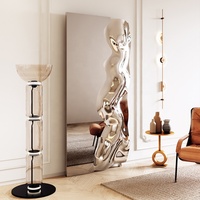 Miroir Mural Rectangulaire Unique en Métal de Haute Qualité, Décoration Artistique Moderne pour la Maison