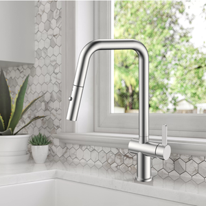 솔질 된 니켈 풀 아웃 304 스테인레스 스틸 믹서 주방 싱크대 탭 호텔 아파트 주방 - Product Image 3