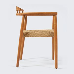 Silla de Comedor de Exterior Minimalista de Lujo, Madera de Teca Natural con Ratán de Cuerda - <span class=keywords><strong>Lera</strong></span> - Product Image 2