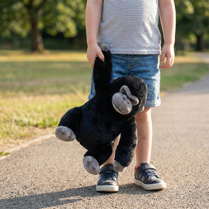 Peluche Realistico di Gorilla Nero Seduto, Giocattolo Morbidissimo Imbottito in Cotone PP, Regalo Meraviglioso - Product Image 4