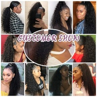 24 ''Long Kinky Straight Ponytail Synthétique Clip dans les Extensions de Cheveux Cordon Afro Ponytail Femmes Postiches