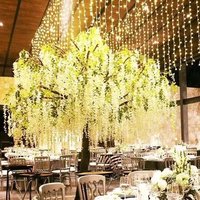 4m de hauteur 5m de largeur suspendu long grand arbre à fleurs glycine artificielle avec fleur blanche pour la décoration de restaurant à la maison