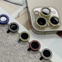 Protecteur d'objectif de caméra en verre trempé anti-rayures diamant étincelant pour iPhone 14 15 16 Pro Max Film d'objectif de caméra en métal brillant