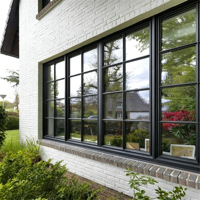 Fenêtre à double battant GAAS en aluminium noir insonorisée, design gratuit, écoénergétique, avec cadre en alliage d'aluminium disponible en toutes couleurs
