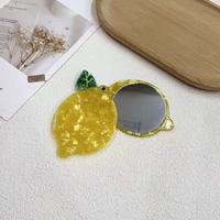 Nouveau miroir de maquillage portable en acétate personnalisé de style vintage, en forme de fraise, de citron ou de tournesol, écologique et amusant