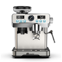 Cafetera Espresso Anbo de 20 Bares con Molinillo Integrado, Pantalla Digital Dual, Manómetro y Vaporizador, Acero Inoxidable