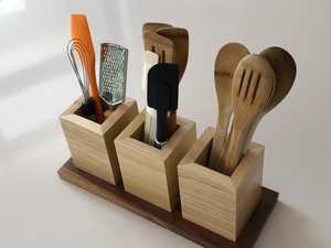 JUNJI Decorazioni <span class=keywords><strong>per</strong></span> la Casa, Set di Utensili in Legno con Scatola Portaoggetti, Organizzatore Rustico <span class=keywords><strong>per</strong></span> <span class=keywords><strong>Cucina</strong></span>, Portatovaglioli, Portapiatti e Portautensili - Product Image 3