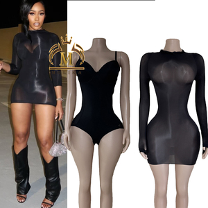 ชุดเดรสผู้หญิงแฟชั่นใหม่จากผู้ผลิต ชุดบอดี้สูทตาข่ายซีทรู มินิเดรสเซ็กซี่สำหรับออกงานกลางคืน ชุดเดรสเข้ารูป 2 ชิ้น สำหรับผู้หญิง ปี 2026 - Product Image 1