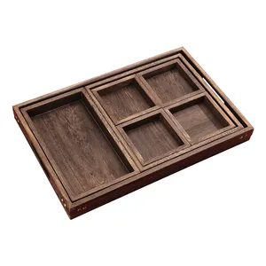Bandeja de Madera de Nogal Retro Personalizada para Frutos Secos, Bandeja de Té, Bandeja de Servicio de Madera para Reuniones Familiares y Bodas - Product Image 1