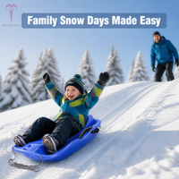 Luge en plastique HDPE multi-couleurs certifiée CE, écologique, durable, avec poignée de transport, frein et corde de traction, 120 kg, légère, pour l'hiver