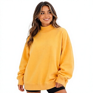 Sweat-shirt pour femme à col montant, en coton et polyester, de couleur unie, doux, de qualité supérieure, à prix abordable, surdimensionné, personnalisable - Product Image 1
