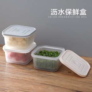 Conteneur filtrant couvert pour le stockage des oignons verts, de l'ail, du gingembre et de la coriandre, pour une conservation optimale à la maison, idéal pour le réfrigérateur. - Product Image 3